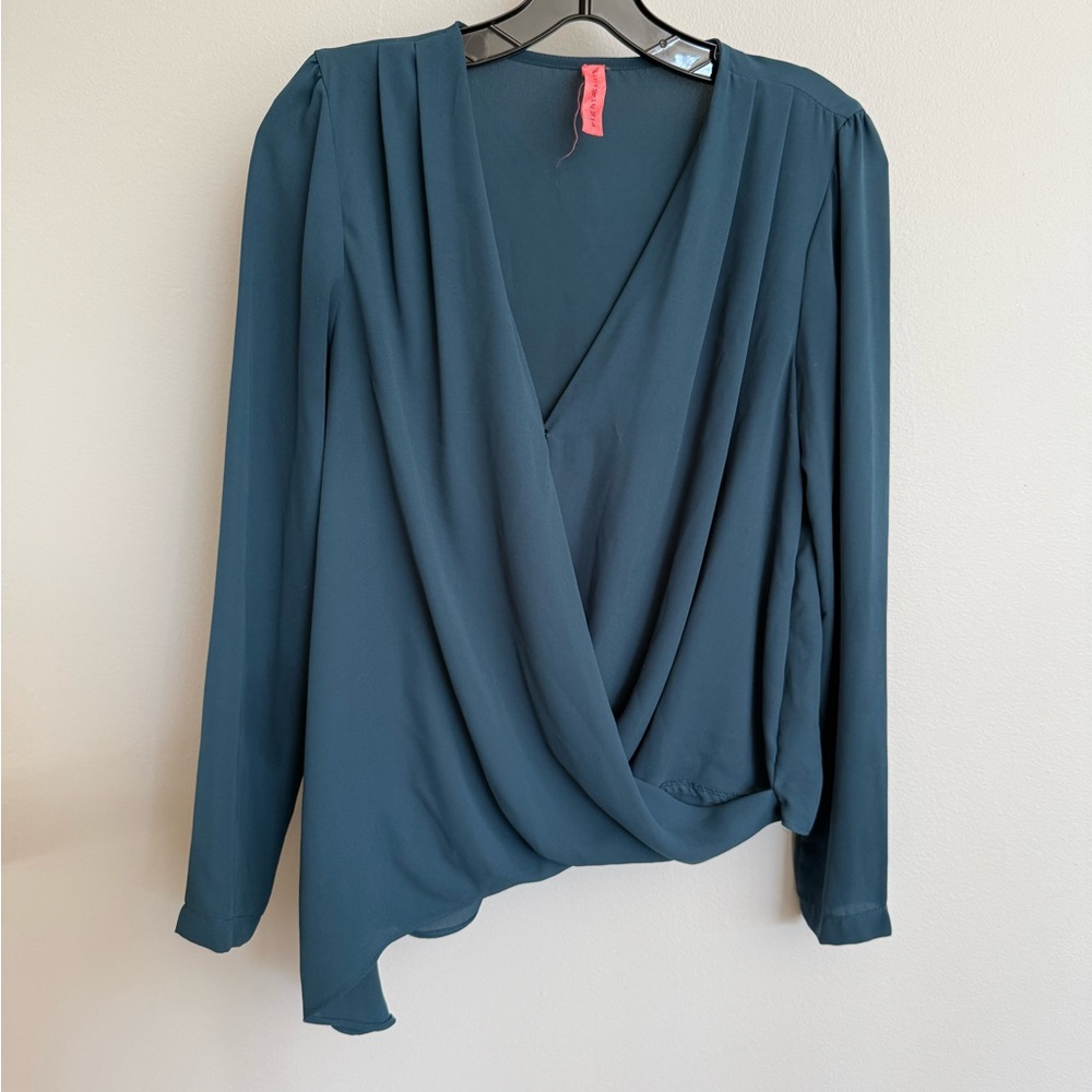 Eight Sixty Teal Drape Blouse